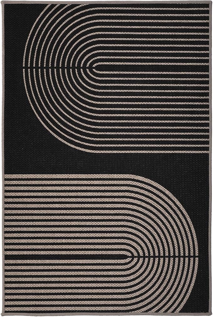 GarveeHome Modern Rainbow Easy Jute Rug, 2x3 Entryway Rug Indoor Outdoor Front Door Mat Neutral Non Slip Non Shedding Washable Farmhouse Kitchen Mat