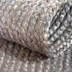 Unique Loom Braided Jute Collection Area Rug - Dhaka (8' x 10' Oval, Gray)