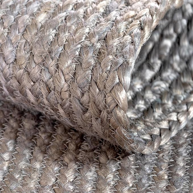 Unique Loom Braided Jute Collection Area Rug - Dhaka (8' x 10' Oval, Gray)