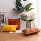 Pack of 2 Faux Fur Fall Throw Pillow Covers 20x20 Inch, Soft Plush Striped Neutral Couch Pillow Cover, with Velvet Back Modern Home Decor for Sofa Living Room Couch Bed Purple