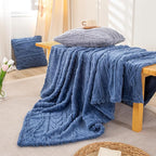 YUSOKI Sherpa Large Throw Blanket Single Layer,Light Weight(1.7lb),370GMS-3D Stylish Design for Gift Home Decor (Washed Blue,50"x65")