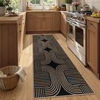 Lahome Enfys Modern Geometric Black Runner Rug, 2x8 Indoor Outdoor Hallway Kitchen Runner Rug with Rubber Backing, Farmhouse Washable Non Slip Non Shedding Floor Carpet for Bedroom Entry Patio