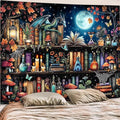 Accnicc Dragon Bookshelf Tapestry Witchy Mushroom Bookshelf Tapestries Wall Hanging Gothic Medieval Fantasy Moon Dark Academia Book Extra Large Tapestry for Bedroom Living Room Dorm 90 x 68 inch