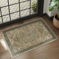 Vintage Distressed 2x3 Kitchen Rugs Washable Non Slip, Moody Medallion Door Mat Indoor Entrance Entryway, Small Low Pile Rugs for Bedroom/Bathroom Vanity/Laundry Room, Multi Brown/Olive Green
