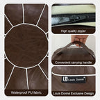 Louis Donné Unstuffed Round Pouf Ottoman Cover, Handmade Moroccan Decorative Pu Footstool Seat, Small Bean Bag with Storage, Floor Chair Footstool for Living Room, Bedroom Balcony(ONLY Cover)
