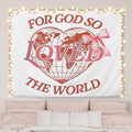 AQYIP Pink Christian Tapestry Wall Hanging, Coquette Pink Bow for God so Loved the World Christian Tapestry Decorative, Bible Verse Wall Blanket Decor for Girls Dorm Apartment Bedroom, 50x60 Inch