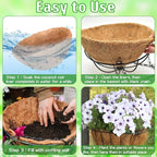 ZeeDix 3 Pack 16 Inch Large Hanging Baskets for Plants Outdoor with Coconut Liners Replacement, Hanging planters Baskets with Natural Coco Liner for Outdoor Indoor Planters Flowers Vegetables
