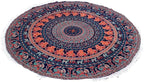 Round Beach Tapestry Turquoise Mandala Throw/Boho Hippie Beach Blanket Roundie/Indian Cotton Bohemian Large Round Table Cloth-Home Decor/Yoga Mat Meditation Picnic Rug (70", Brown)