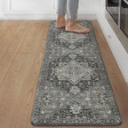 GENIMO Kitchen Mats for Floor, Washable Anti Fatigue Mat for Cushioned, 17.3"x59", Waterproof Kitchen Rugs, Non Slip Foam Comfort Standing Mat Rug for Home, Runner, Sink, Laundry, Dark Gray