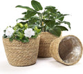 Athaliah Plant Basket Set of 3, Woven Plant Baskets Indoor with Plastic Liner, Water Hyacinth & Corn Husk Planter Baskets, Floor Plant Baskets for Pots, Rustic Farmhouse Home Decor