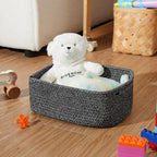 3-Pack Shelf Baskets for Organizing, Closet Organizer Bins, Small Woven Baskets, Rope Toy Basket, Storage Basket for Shelves, Cube Decorative Box, 11.8×7.8×5.1”, Mixed Black