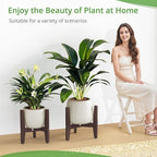 LUE BONA HDPS Plant Stand Indoor Outdoor, Adjustable Mid Century Modern Stand for Plants 8-12 Inch Pots, Coffee Brown
