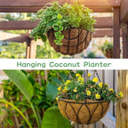 Riare 4 Pack 14 Inch Round Coco Liners Replacement, 100% Natural Coconut Coir Liners for Hanging Baskets, Garden Flower Vegetables Planter Pot, Window Box, Fence, Decks