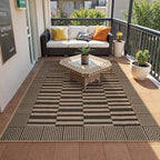 Beevia Striped 5x7 Neutral Jute Rug, Indoor Outdoor Rugs for Living Room, Farmhouse Modern Non-Slip Large Floor Carpet for Patio Balcony Dining Room Decor (Nature, 5x7ft)