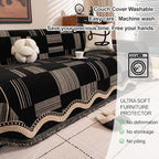 ROOMLIFE Dark Coffee Sofa Cover, Vintage Boho Couch Cover for 3 Cushion Sofa, Non Slip Chenille Sofa Slipcovers for Dog, Washable Furniture Sofa Protector Cover with Tassel for Living Room, 71''X118”