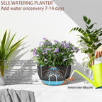 2 Pack 12 Inch Self Watering Hanging Planters for Indoor Plants, Large Black Brown Plastic Hanging Pots with Chains for Outdoor Patio Garden Home Decor Black Brown