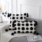 PANOD Super Soft Farmhouse Decorative Plush Throw Pillow Covers 26 x 26 Black,Solid Pom pom Tufted with Tassels Modern Accent Boho Square Cushion Cover Pillow Case for Couch Sofa