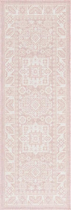 Rugs.com Outdoor Aztec Collection Rug – 6 Ft Runner Pink Flatweave Rug Perfect for Hallways, Entryways