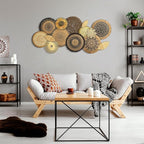 Xuhal 15 Pcs Boho Wall Basket Decor Handcrafted Seagrass Woven Wall Basket Rustic Round Woven Hanging Art for Home Farmhouse Kitchen Table Living Room(Mixed Colors Style)