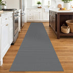 EARTHALL Woven Runner Rug 2.6x12 Ft Washable Runners for Hallways Extra Long Cotton Non Slip Rubber Backed Kitchen Runner Braided Indoor Floor Carpet for Entryway, Hall, Kitchen, Dark Gray