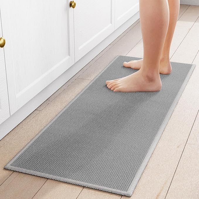 Kitchen Mat 1 PCS, Cushioned Non Slip Rugs for Kitchen Floor, Absorbent Runner Comfort Standing Mats Washable for Kitchen, Office, Home (Grey, 17.3"x47")