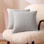 Amazon Basics Faux Linen Throw Pillow Covers with Hidden Zipper Closure, 18 × 18in, Light Gray, Pack of 2