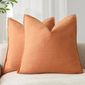 Foindtower Pack of 2, Decorative Linen Soild Throw Pillow Covers Soft Accent Euro Cushion Case Boho Farmhouse Pillowcase for Chair Couch Sofa Bedroom Living Room Home Decor 20 x 20 Inch Dusty Orange
