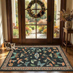 Mushroom Whimsical Cottage Core Small Rug 2x3 Washable Door Mat Indoor Rugs for Entryway Non-Slip Soft Insect Bug Butterfly Funky Decor for Bedroom Kitchen Black Brown