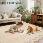 GarveeHome 2.6x10 Scalloped Washable Runner Rug for Kitchen, Soft Jute Long Hallway Runner Non Slip Entryway Rug Farmhouse Thin Laundry Mat Stain Resistant Carpet for Bathroom Beside Rug