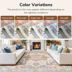 Lessymo 8×10 Area Rugs Washable for Living Room, Large Soft Indoor Rug Non-Slip for Bedroom Kitchen Dining Room Dorm Nursery, Vintage Boho Carpet Stain Resistant for Office Home Decor, Orange/White