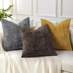 decorUhome Dark Brown Chenille Euro Sham Throw Pillow Covers 22x22 Set of 2 Textured Soft Cozy Slubby Couch Pillow Covers Modern Farmhouse Boho Decorative Pillow Cases for Bed Sofa Living Room