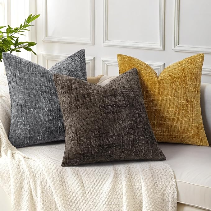 decorUhome Dark Brown Chenille Throw Pillow Covers 12x20 Set of 2 Textured Soft Cozy Slubby Couch Pillow Covers Modern Farmhouse Boho Decorative Pillow Cases for Bed Sofa Living Room