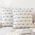 Boho Throw Pillow Covers 24x24 Set of 2 Modern Farmhouse Decorative Cushion Case Tufted Square Pillows Cover Neutral Pillow Cases Accent Pillowcase for Sofa,Couch,Bed,Beige and Blue