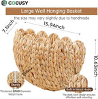 Scalloped Wall Basket,Boho Wall Decor Basket,Big Wicker Hanging Baskets for Nursery,Door,Plants,Mail,Natural Water Hyacinth