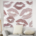 WNAGT Trendy Black and White Kiss Lips Tapestry Wall Hanging, Funky Makeup Wall Decor, Fashion Aesthetic Wall Blanket Decor for Girls Room College Dorm Makeup Room Beauty Room, 50x60 Inch