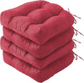 Outdoor Chair Cushions Set of 4, Patio Chair Cushions with Ties, 19x19+5” Tufted Outdoor Seat Cushions, Waterproof Patio Furniture Cushions, Outdoor Dining Chair Pads, Burgundy