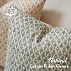 Floral Pillow Covers 18x18 Pillow Cover Block Print Couch Pillows for Living Room Decorative Neutral Accent Throw Pillow Covers, 1PC, Olive Green