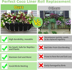 Riare 16x120 Inch Black Felt Planter Liner Roll- 2 Rolls Non-Woven Fabric Planter Liner for Outdoor Plants, Coco Liner Roll Alternative Basket Planter Liner for Planters Hanging Basket Window Box