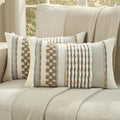 FUTEI Coffee Accent Throw Pillow Covers Set of 2, 12x20 Inch Plush Tufted Striped Textured Decorative Pillow Cases for Farmhouse Boho Couch Decor