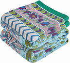 Boho Throw Blanket 100% Cotton Muslin Woven Blanket Bohemian Bed Throws Vintage Rustic Farmhouse Decor Reversible Bed Blanket Quilt for All Seasons（Blue 80"x90"）