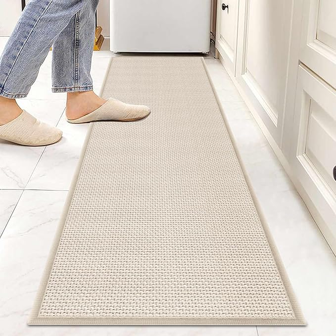 Carpet Runners for Hallway 6ft Washable, Braid Jute Kitchen Floor Runner Sink Mat Absorbent, Small Farmhouse Kitchen Carpet, Beige