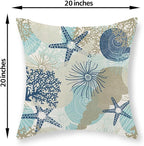 Nautical Coastal Pillow Covers 20x20 Set of 2 Beach Themed Ocean Throw Pillows Summer Starfish Seashell Decorations Pillowcase Linen Outdoor Decor Farmhouse Cushion Case for Home Bedroom
