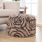 Asuprui Fluffy Flower Pouf Ottoman Cover Only – 20"x14" Round Plush Fuzzy Pouf Shell for Footrest, Stool or Floor Seat, Soft Removable Home Decor (No Insert Included) (Coffee)