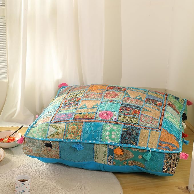 THE ART BOX 35" X 35" Large Boxed Shaped Premium Hypoallergenic Square Stuffer Best for Meditation Floor Pillow Cover, Mandala Ottoman Cushion, Dog Beds, Lounger, Pet Beds