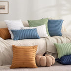 JELLYMONI 2 Pack Navy Blue Pillowcases 12" x20", Soft Microfiber Striped Tufted Pillow Covers(Pillows are not Included)