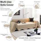 ROOMLIFE Khaki Couch Cover Sofa Covers, Chenille Couches Covers for 3 Cushion Sofas, Non Slip Soft Breathable Sofa Slipcovers for Pet, Washable Furniture Protector with Tassel,71''X134”