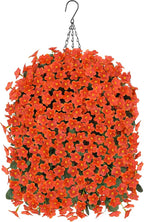 Artificial Fake Hanging Flowers Plants Baskets for Outdoor Outside, Faux Silk Orange Daisy Mums Trailing Vines in Planter Realistic UV Resistant for Balcony Porch Decor