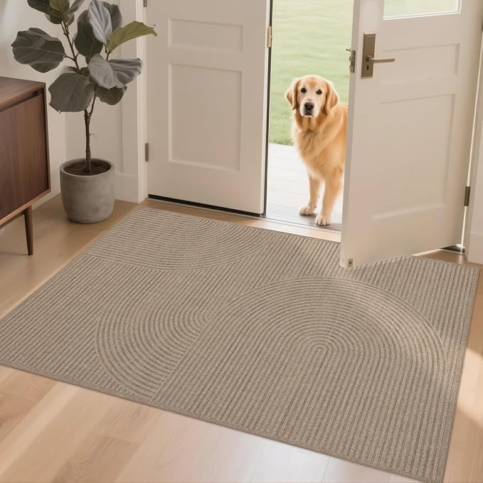 Easy Jute Rug 3x5: Indoor Outdoor Natural Boho Area Rugs for Living Room Patio Washable - Farmhouse Neutral Contemporary Carpet Mat for Entryway Bedroom Kitchen Backyard Sunroom Non Slip