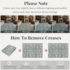 Washable Area Rugs 5'x7' Non-Slip Vintage Boho Distressed Fade Resistant Low Pile Carpet for High-Traffic Living Room, Bedroom & Dining Room