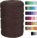 Cotton Macrame Cord 3mm 328yards Natural Colored Macrame Supplies, Soft Craft Cotton Rope for Plant Hanger Wall Hanger Dreamcatcher (Dark Brown)